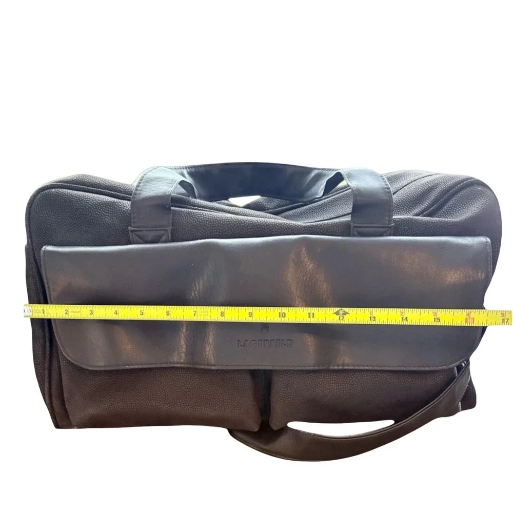 Lagerfeld‎ Mens Brown Textured Pebble Duffel Bag Weekend Travel Carry On